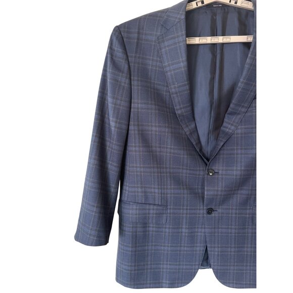 Ermenegildo Zegna Mens Blazer Size 56R/XXL Wool Lined Blue Black Plaid Looks New - Picture 2 of 15